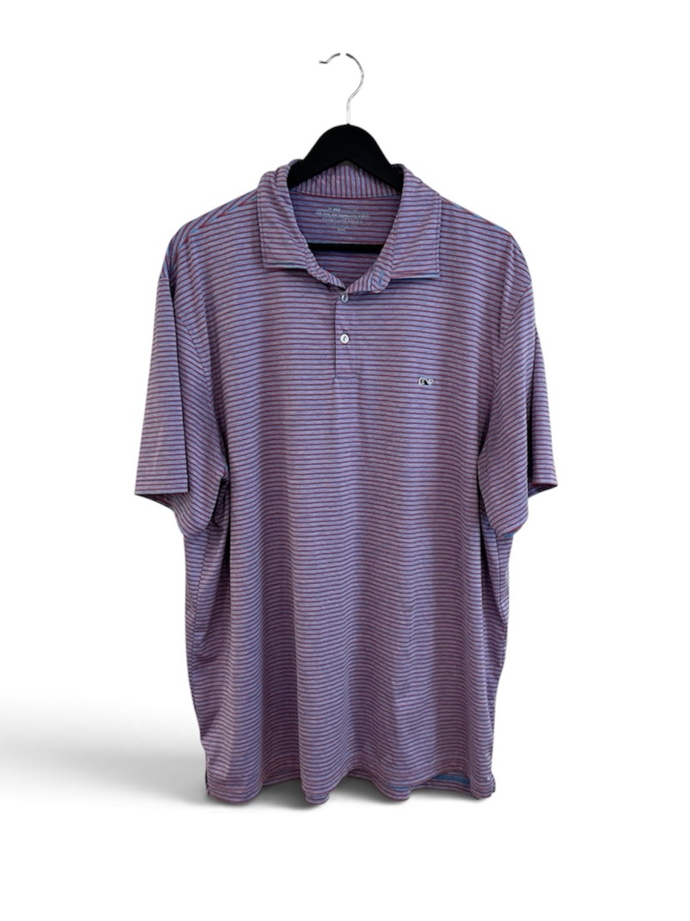Vineyard Vines Men's red and Navy Micro-Stripe Polo